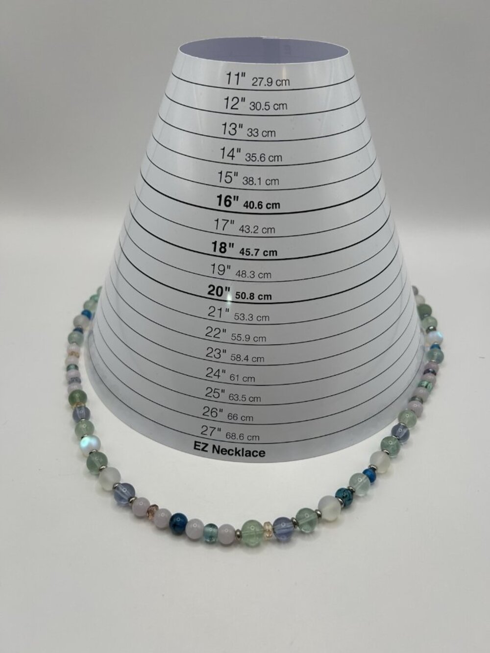 Vintage Glass Bead Necklace Pastel Green Blue Pink Long Silver Tone Cottagecore - Picture 7 of 9